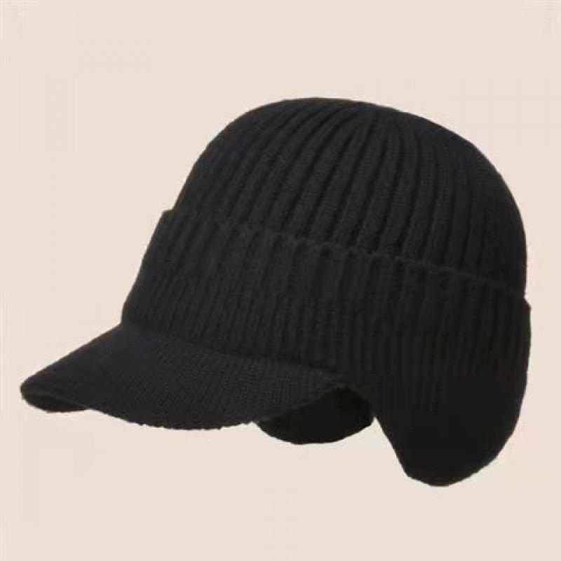 Simple Solid Color Men Casual Warm Knitted Hat With Ear Protection For Winter