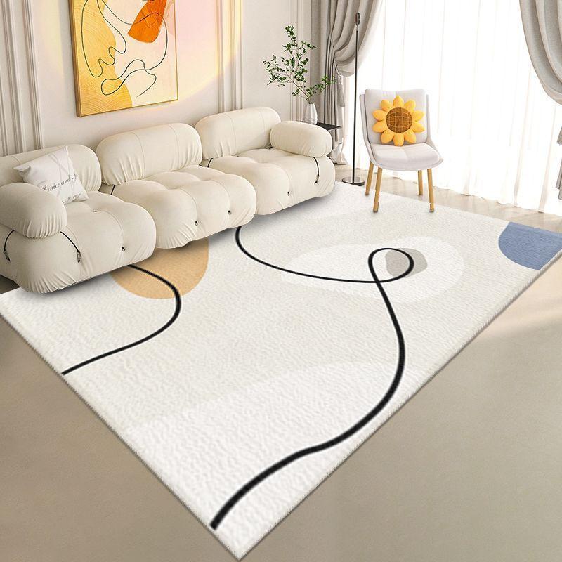 Simple Geometric Lines Imitation Cashmere Carpet Planting Bedroom Velvet Flat Replacement Bedside Blanket Tatami Floor Mat Living Room Table Blanket