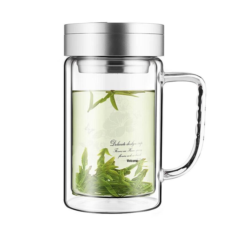 FUGUANG 520ML Double Wall Glass Mug with Handle 520ML