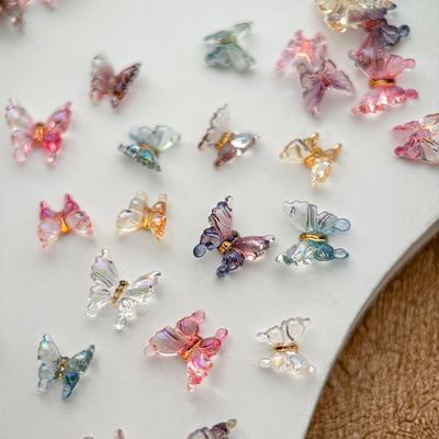 30 Pcs Colorful Butterfly Nail Art Charm 3D Ice Butterfly Nail Decor Ornament Diy Kawaii Nail Figures