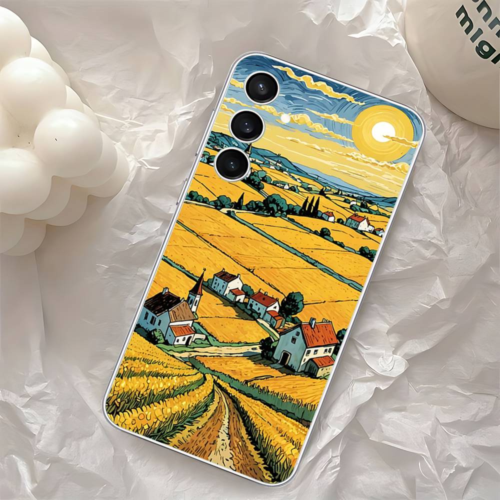Rural Scenery Wheat Field Art Phone Case For Samsung Galaxy A52 A12 A51 S21 Edge S22ULTRA S23 S24 S20LITE Plus Ultra Transparent