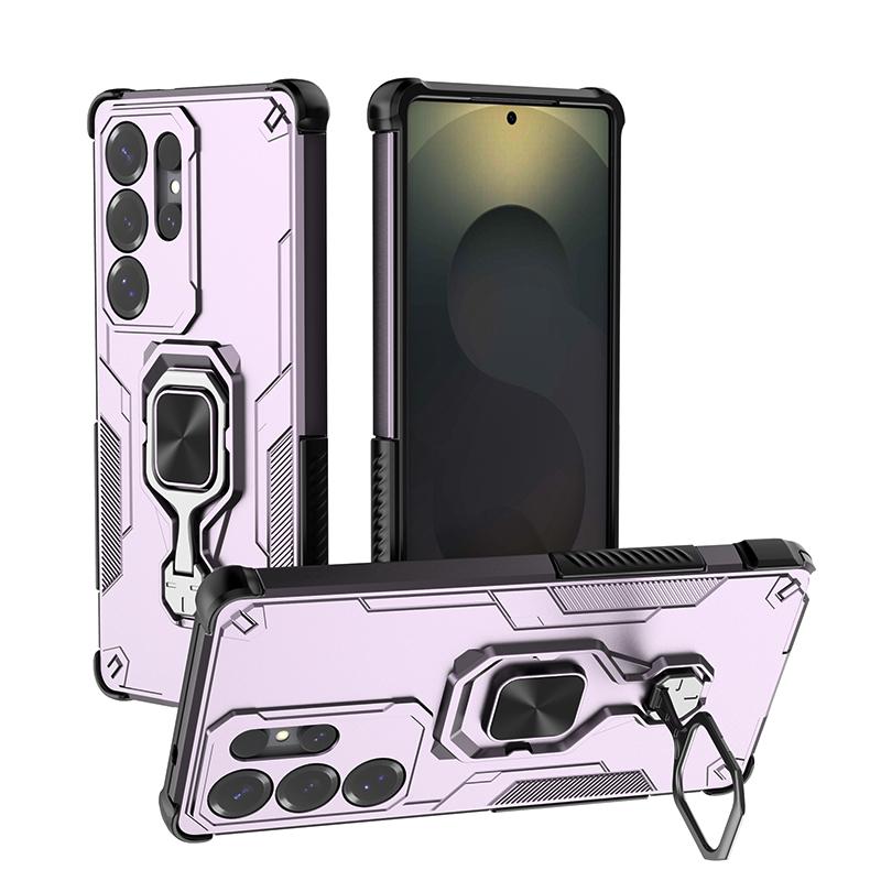 KEYSION Etui odporne na wstrząsy do Samsung S25 Ultra 5G Miękki silikon + PC Pionowy metalowy stojak na telefon Tylna obudowa do Galaxy S25+ Plus