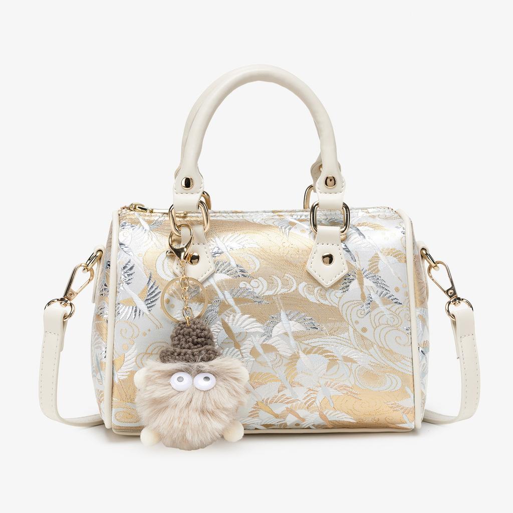 Yunhe Pattern National Style Handbag New Chinese Hairball Messenger Bag Temperament Commuting Versatile Shoulder Women's Bag