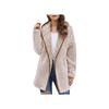 Women's Casual Solid Color Hooded Fleece Sweatshirt Long Sleeve Lapel Fleece Top For Autumn Winter