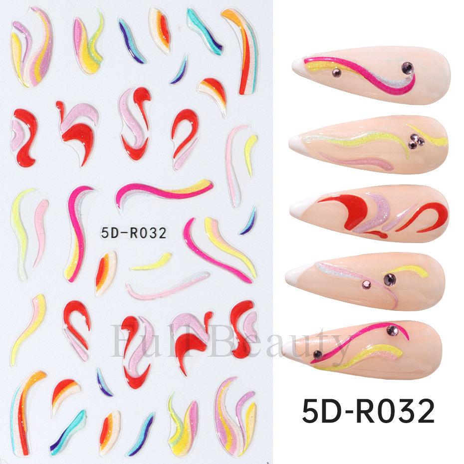 Nail Art Stickers Romantic Valentine's Day Mini Colorful Heart Embossed Three-dimensional Adhesive Nail Stickers