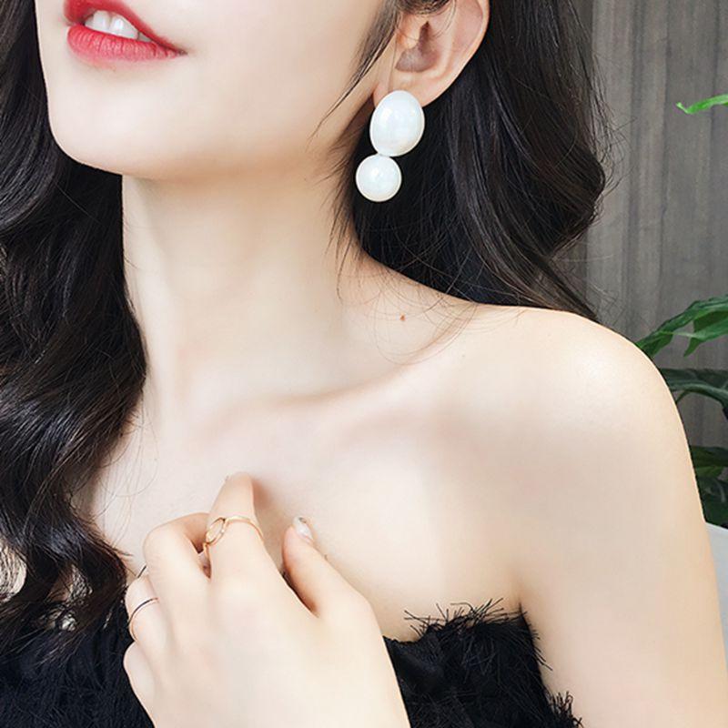 Gentle retro size pearl temperament earrings personality exaggerated fashion stud earrings women