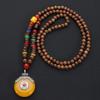 Vintage Ethnisch Schmuck Party Handgefertigt Buddhistische Mala Holzperle Horn Fisch Anhänger Nepal Halskette