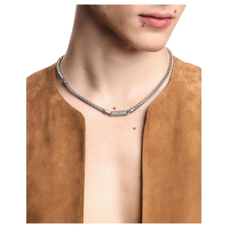 Emporio Armani Original Design Stainless Steel Necklace Men and Women Same Style Couple Model Silver Silver F Basic Packaging-brand Original Box