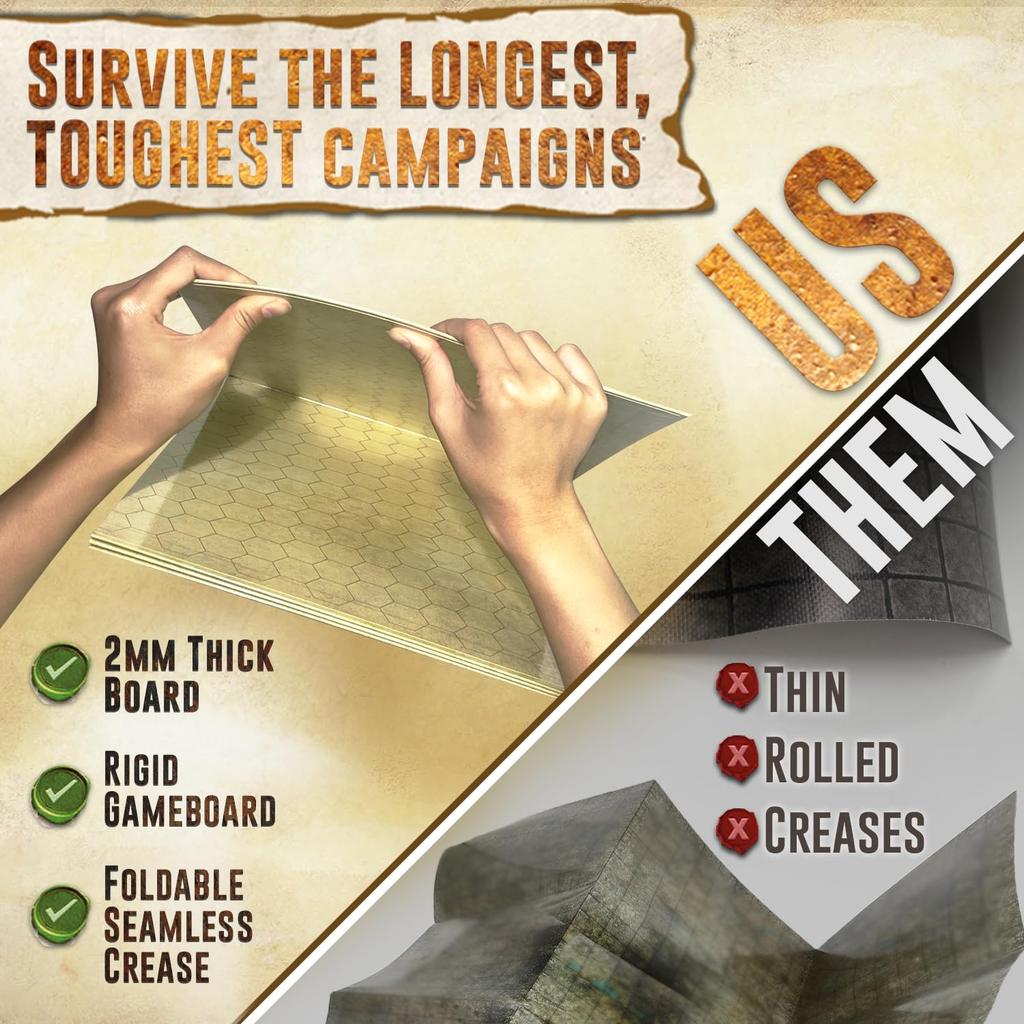 Original Battle Grid Spielbrett x Dungeons & Dragons Matte Whiteboard Hex RPG Miniatur Kartengitter DND 5. Auflage Tischwürfel Set Wizards of the Coast