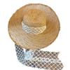 Lace lace-up woven straw hat women's summer outing big brim sun protection sun hat seaside UV protection beach hat