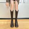 Korean Version Solid Color Rear Zipper Boots Women's Fashion Retro Tall Boots Thick-soled Heightening Knight Boots