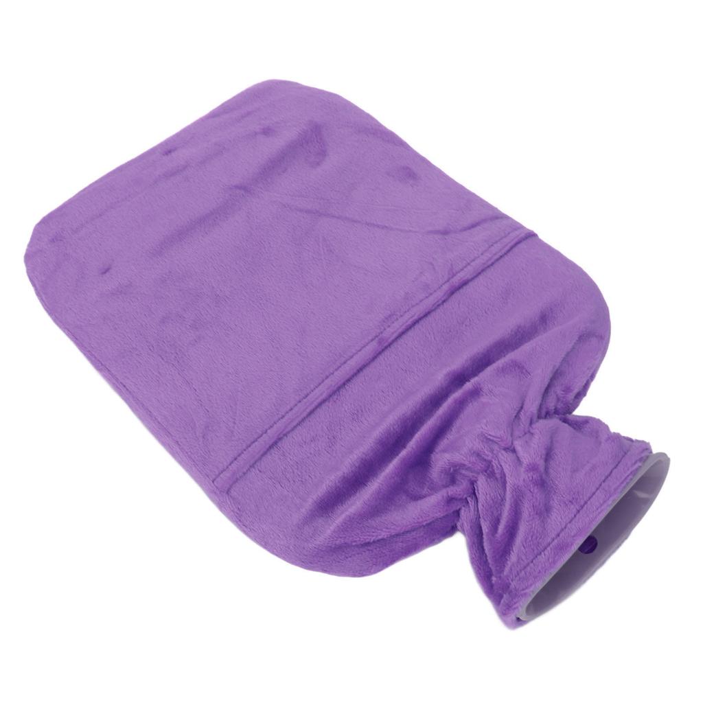 Hot Water Bottle with Plush Cover Men Women 2L PVC Soft Hot Water Bag for Neck Shoulder Soreness Purple