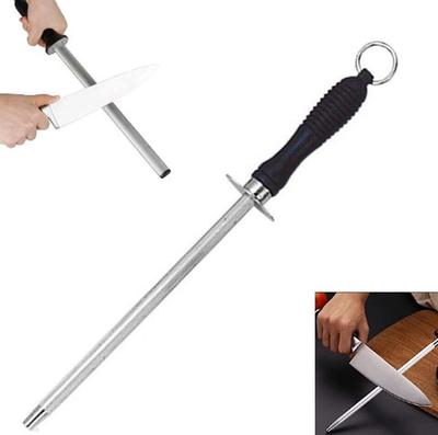 28cm Knife Sharpener Rod Carbon Steel Sharpening Stick Honing Steel for Kitchen Knives with Ergonomic ABS Handle Durable Tool