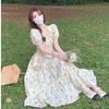 Elegant Summer 2025 French Square Neck Floral Dress for Women