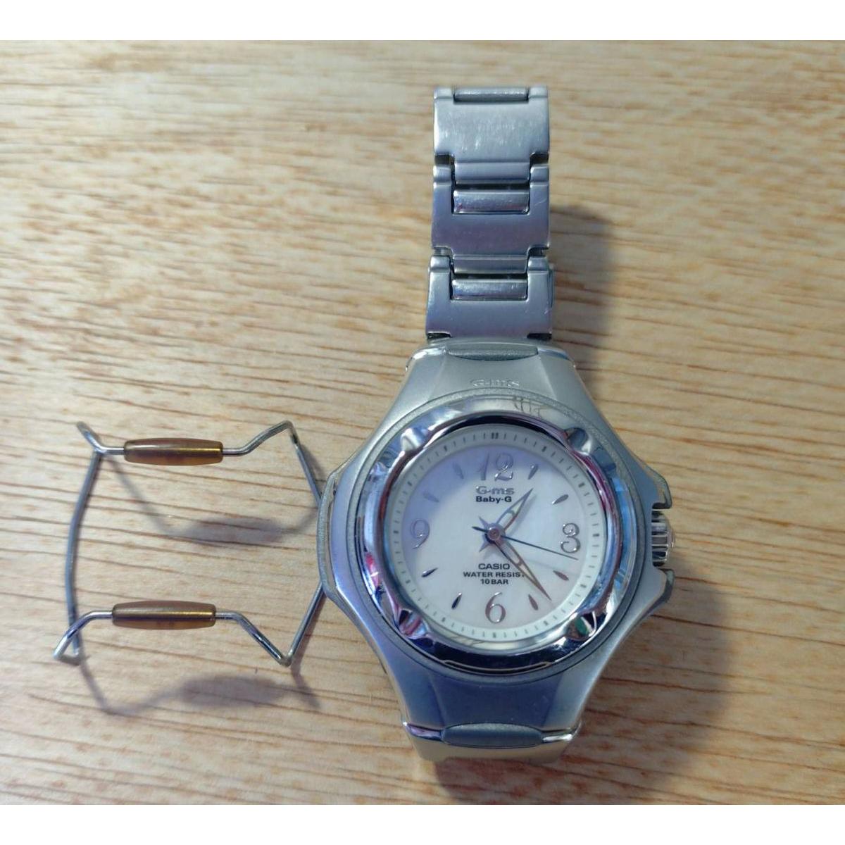 Baby-G MSG-600 CASIO working item used Baby-G analog wristwatch white pearl watch CASIO