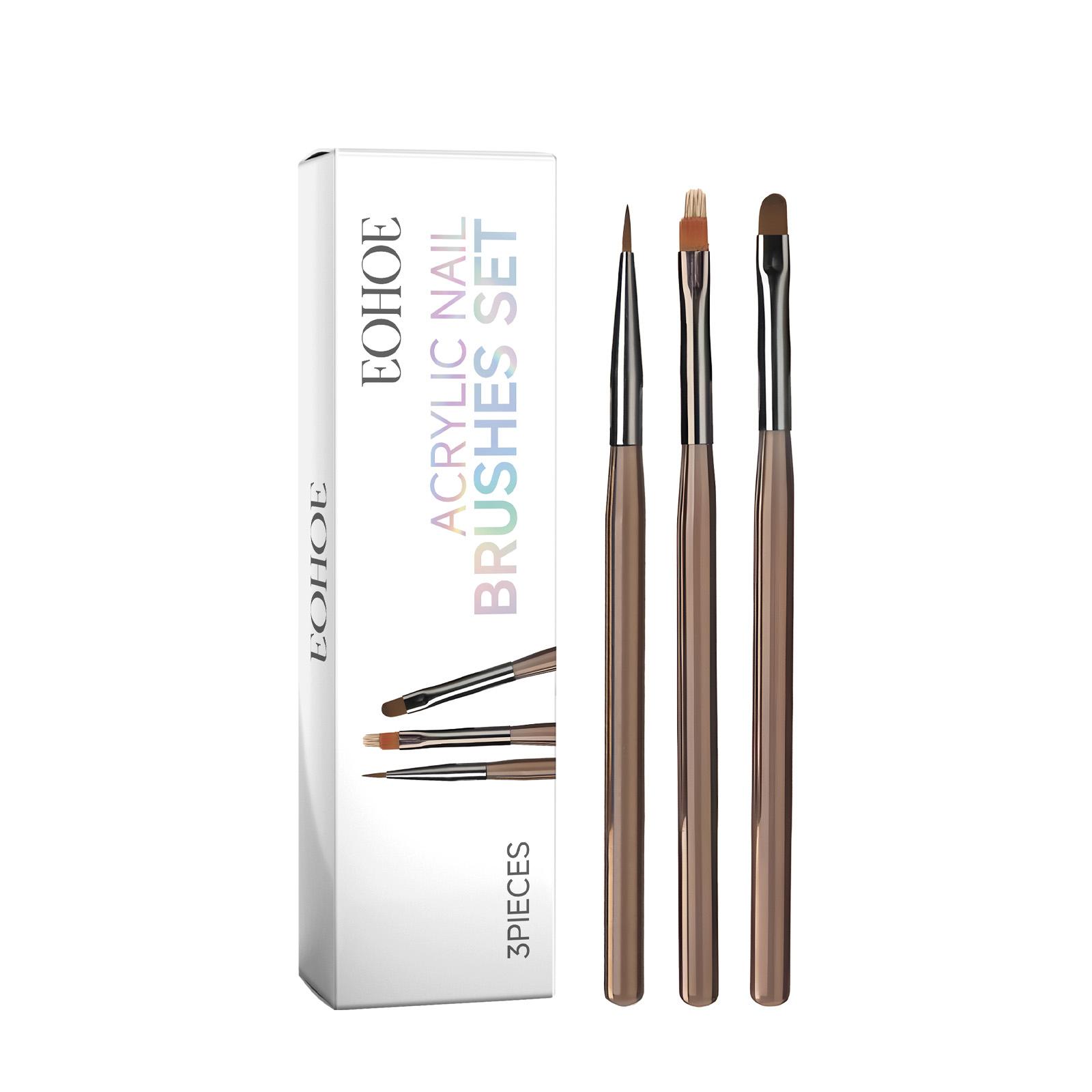 

EOHOE 3PCS Набор акриловых кистей для ногтей Набор ручек для рисования УФ-гелем Кисть для наращивания ногтей Инструмент для ногтей разноцветный