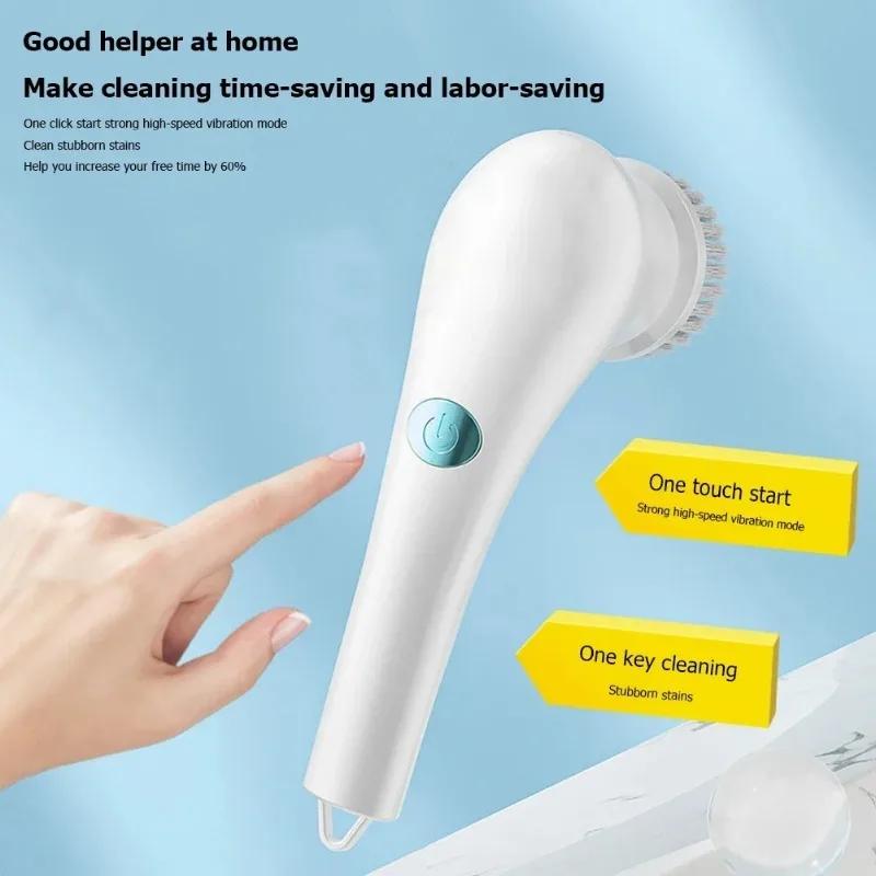 Handheld Electric Cleaning Brush 5 In 1  Heads Cordless Portable Cleaning Brush Handheld Scrubber Suitable for Bathroom Kitchen