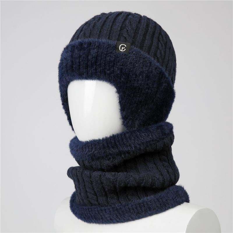 Hat Men's winter knitted wool hat Thickened ear protectors Warm and cold cotton hat