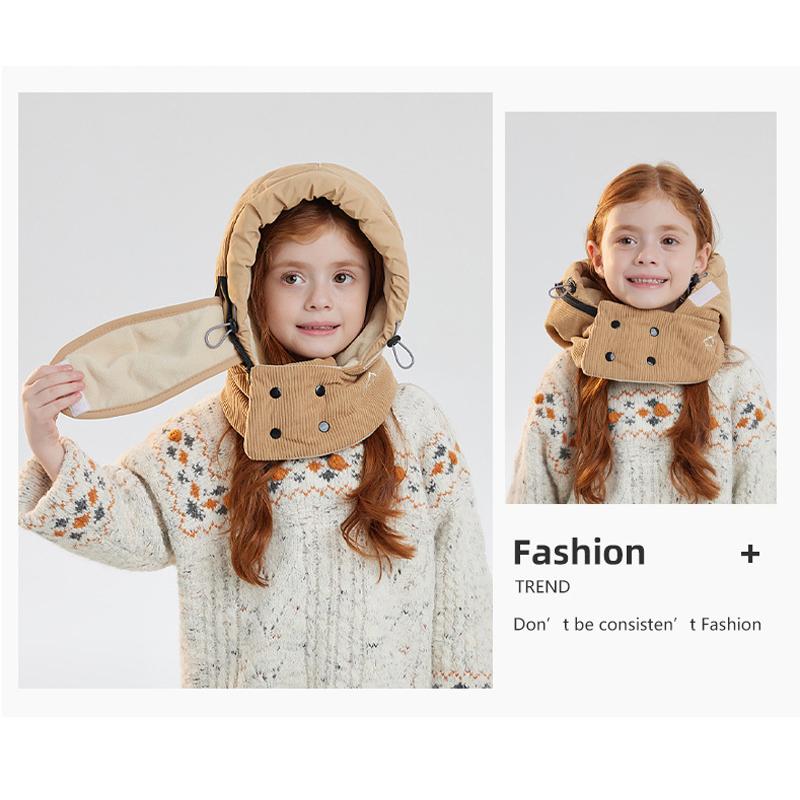 Children's Hat Winter Boys Girls Outdoor Velvet Warm-Keeping Bomber Hat Mask Scarf All-In-One Hat