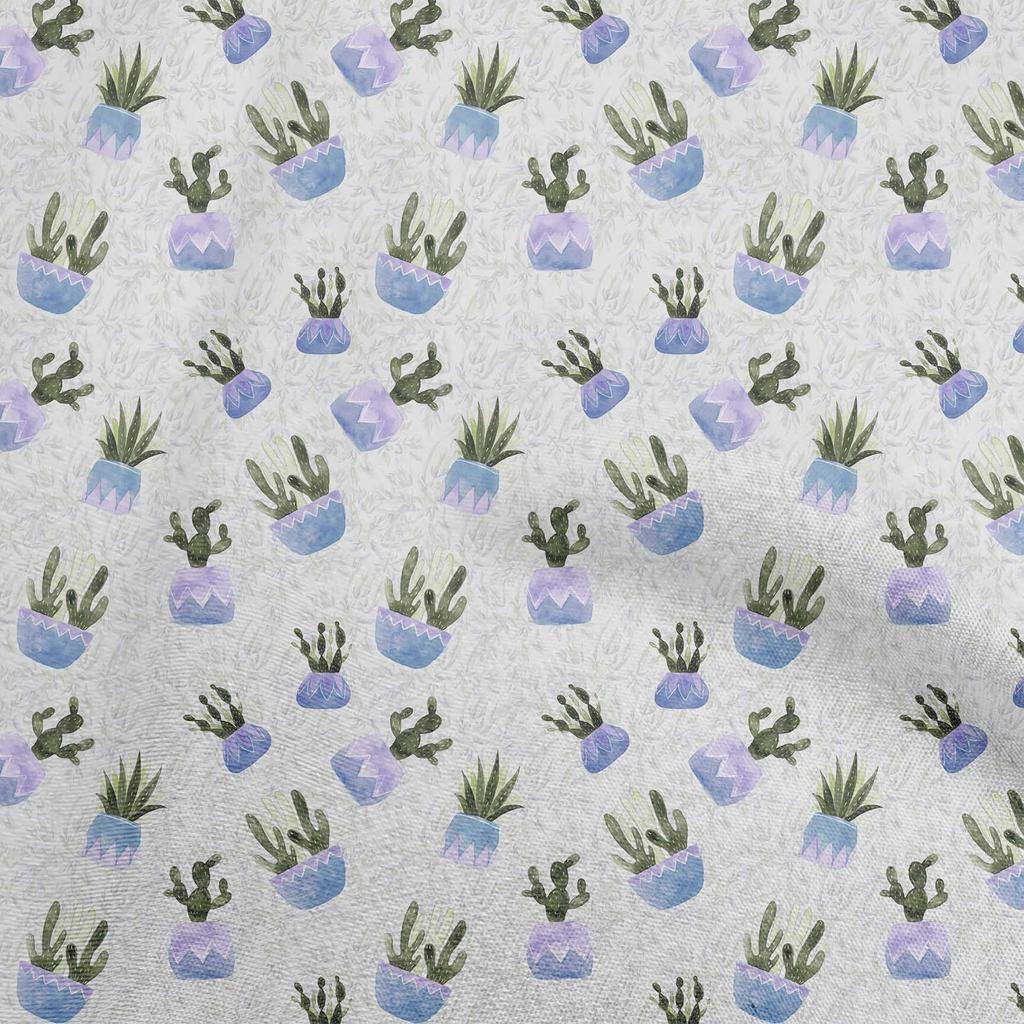 oneOone Georgette Viscose Gray Fabric Cactus Fabric For Sewing Printed Craft Fabric By The Yard 42 Inch