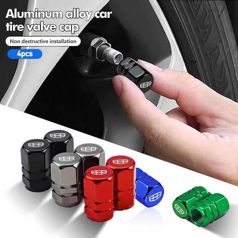 4Pcs Car Wheel Valve Air Core Cap Auto Tire Accessories For Geely Geometry C Coolray GX3 LC Panda Emgrand X7 EC7 Tugella Azkarra