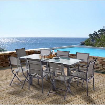Garden Furniture Set Modulo T 4 / 8 + F 4 + C 4 Full Glass Anthracite Grey Wilsa Garden