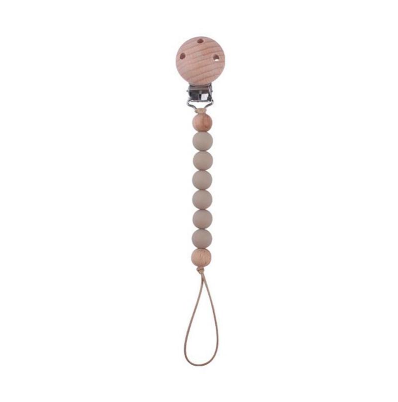 Beech Wood Chew Silicone Bead Pacifier Clips Dummy Chain Holder Newborn Soother Chains Nipple Holder Baby Teething Toys Gifts