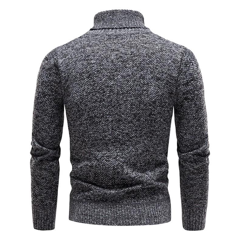 Men's Autumn Winter Plus Velvet Thick High Neck Sweater: European American Fashion Long Sleeve Warm Knitwear Pullover.