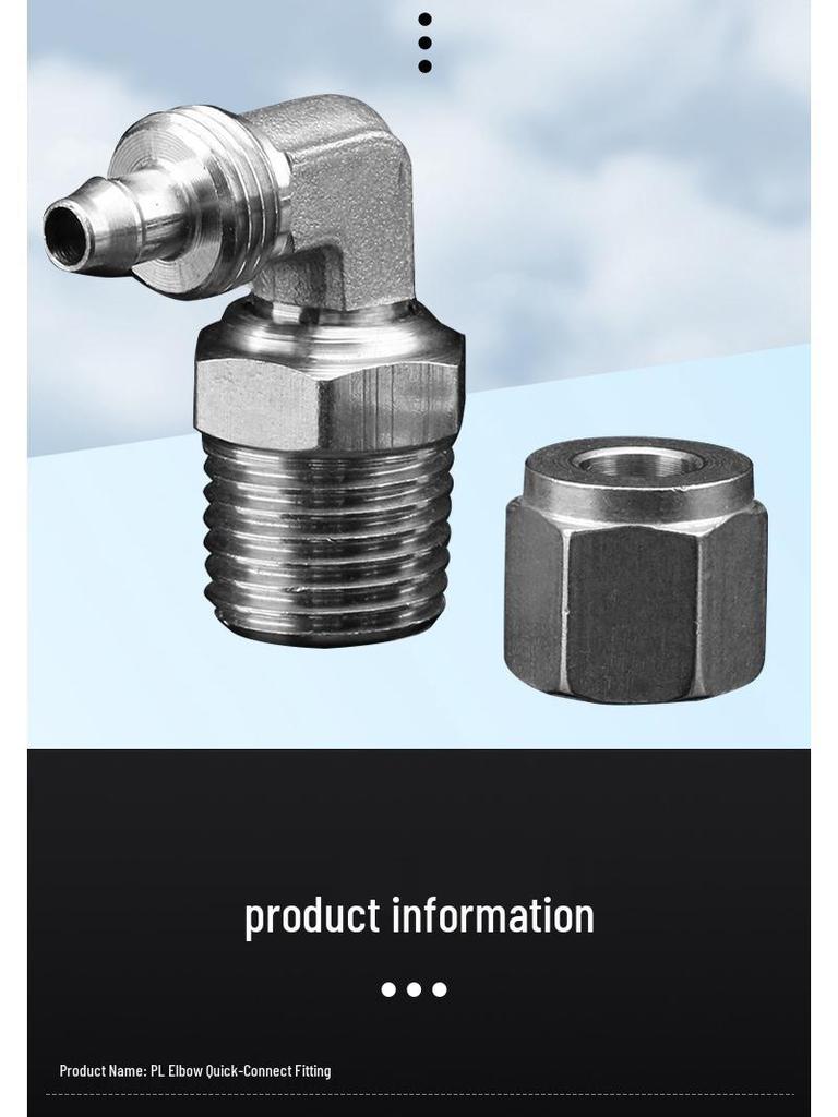304 Stainless Steel 90-Degree Quick-Connect Swivel Elbow Tube Fitting for PU Soft Air Tubes