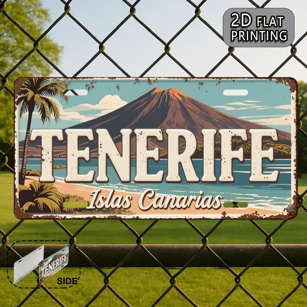 D Flatpc Vintage Tenerife Aluminum Metal License Plate Decorative Signfor Decorative Use Only Travel Souvenir Gift