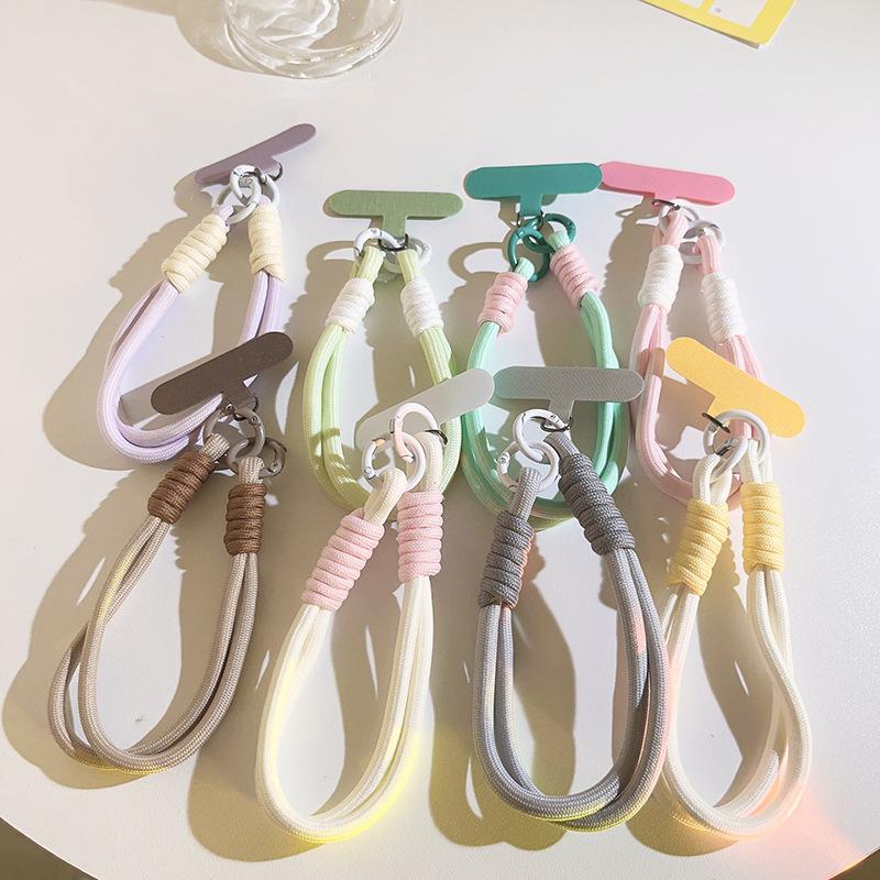 Cute Trendy Short Phone Case Lanyard Wrist Strap Macaron Color Phone Charm Chain for Women