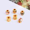 Vietnam Sand Gold Sakura Lotus Bead Bracelet: Brass Gold Plated, Enamel Baked Paint, DIY Hand Rope.