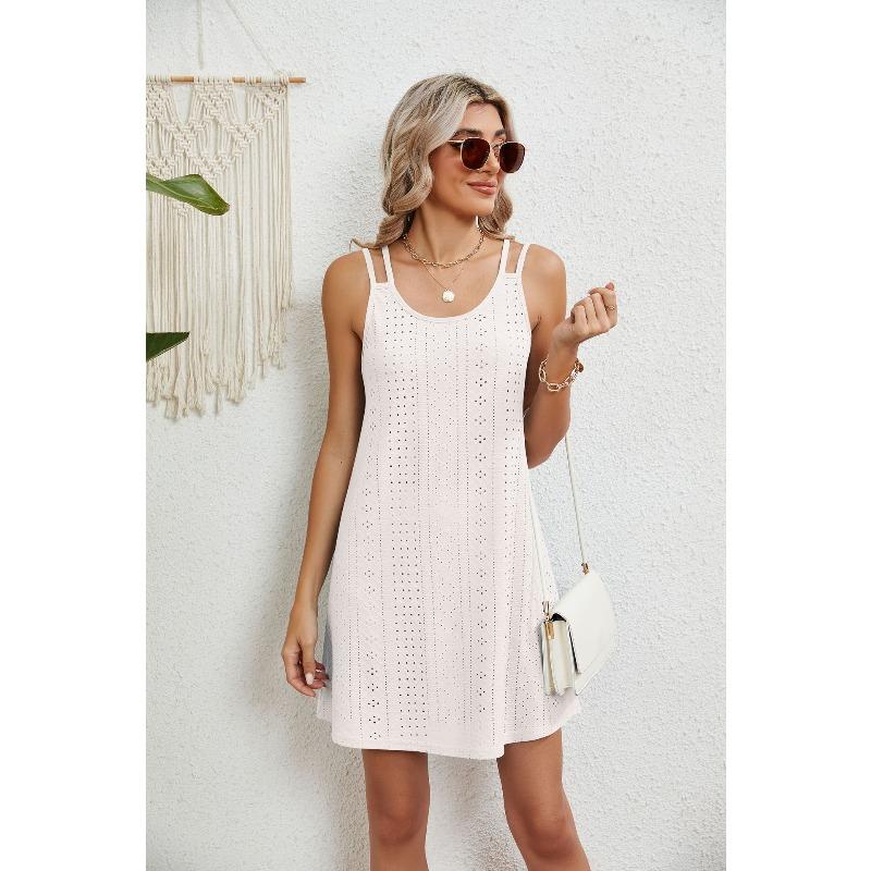 GMXIA Women's Fashion Summer Spring Solid Color Print Sleeveless U-Neck Casual Dresses