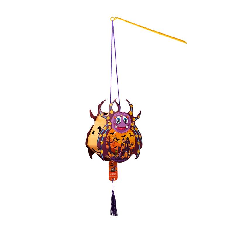 LED Halloween Pumpkin Lantern Decoration Children Diy Material Kit Hanging Paper Honeycomb Glowing Lantern Festival Decor