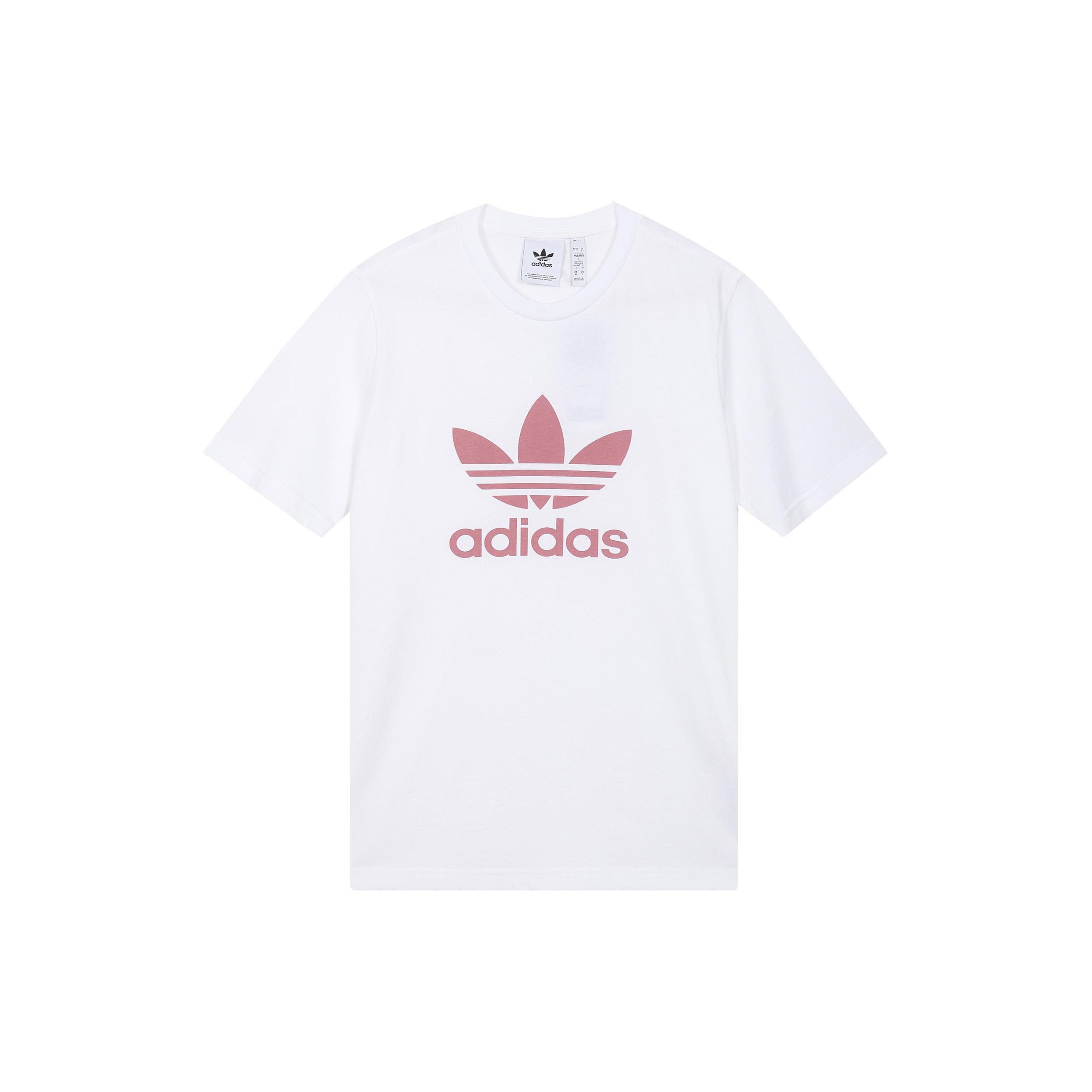 adidas originals Trefoil Logo Printing Sports Round Neck Short Sleeve White Men s GN3485 XL