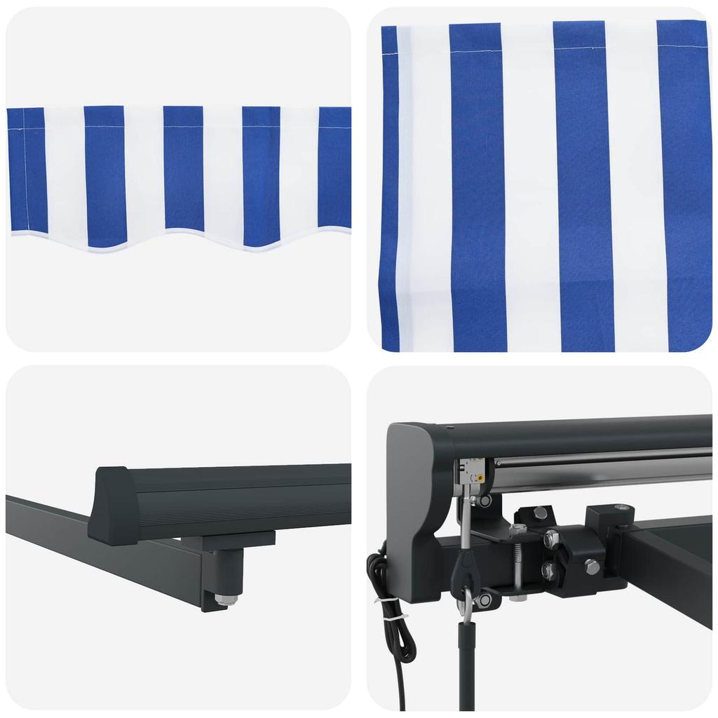 Retractable Awning Frame Blue and White 500 X 300 Cm