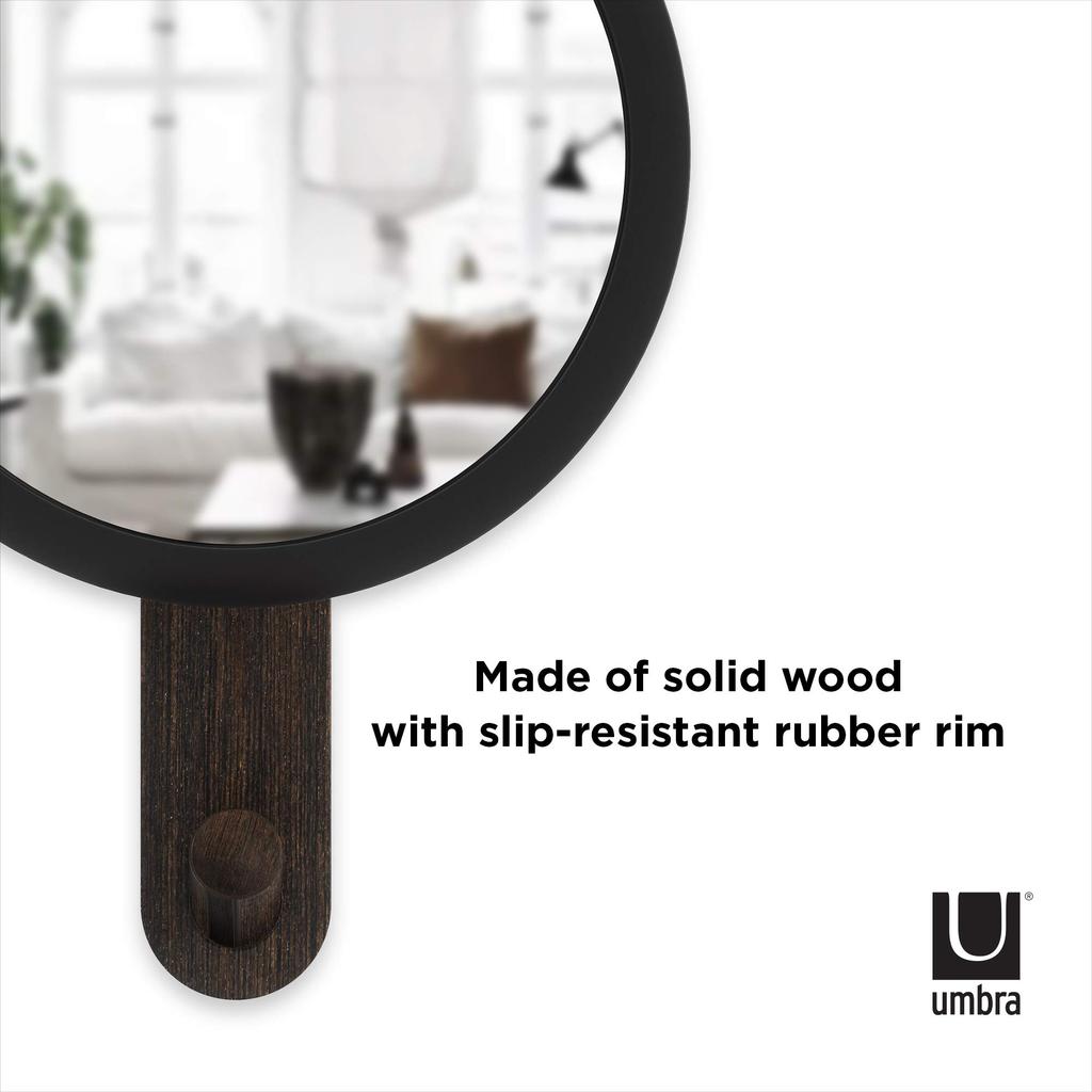 Umbra Hub Mirror Black and Walnut Interior Clothes and Hat Wall Wall Living Item 2318410048 Hook, Single, Wood, Hook, Simple, Non-Slip, Hook, Mount,