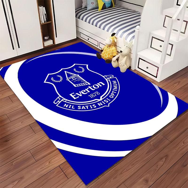 Tappeto Blu Logo Everton 1878 adatto come tappetino antiscivolo per il soggiorno o il divano della camera da letto