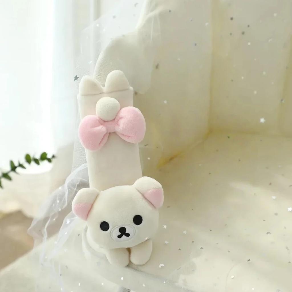 Cute Bear Car Seat Belt Cover Soft Plush Shoulder Pad Kawaii Auto Accessory For Women Girls Comfortable Safety Strap Cushion