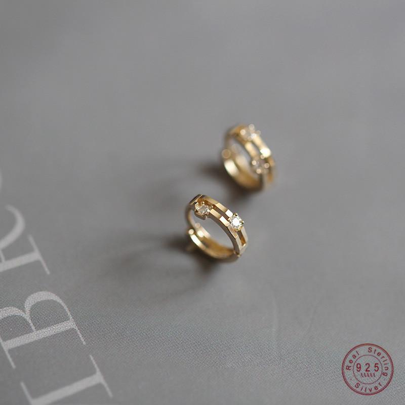 Orecchini Rotondi Semplici Intarsiati in Zircone Argento Sterling 925 per Donna Accessori Gioielli Temperamento Classico Dea Regalo