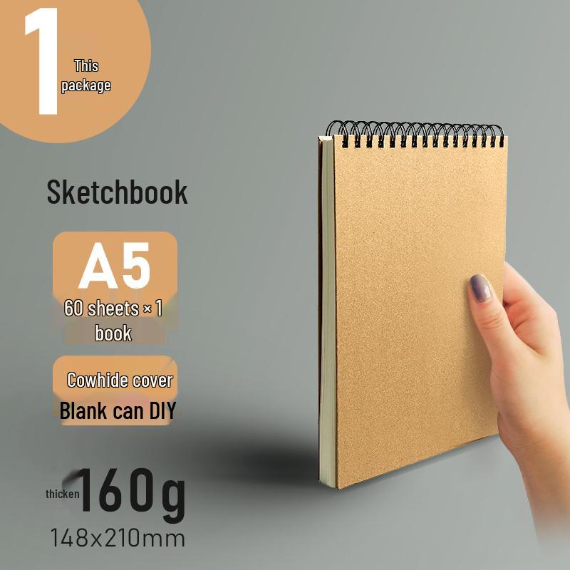 A4 Hardcover Spiralgebunden Verdicktes Skizzenbuch - Zeichenbuch für Kunststudenten mit losen Blättern 8K für die Grundschule.