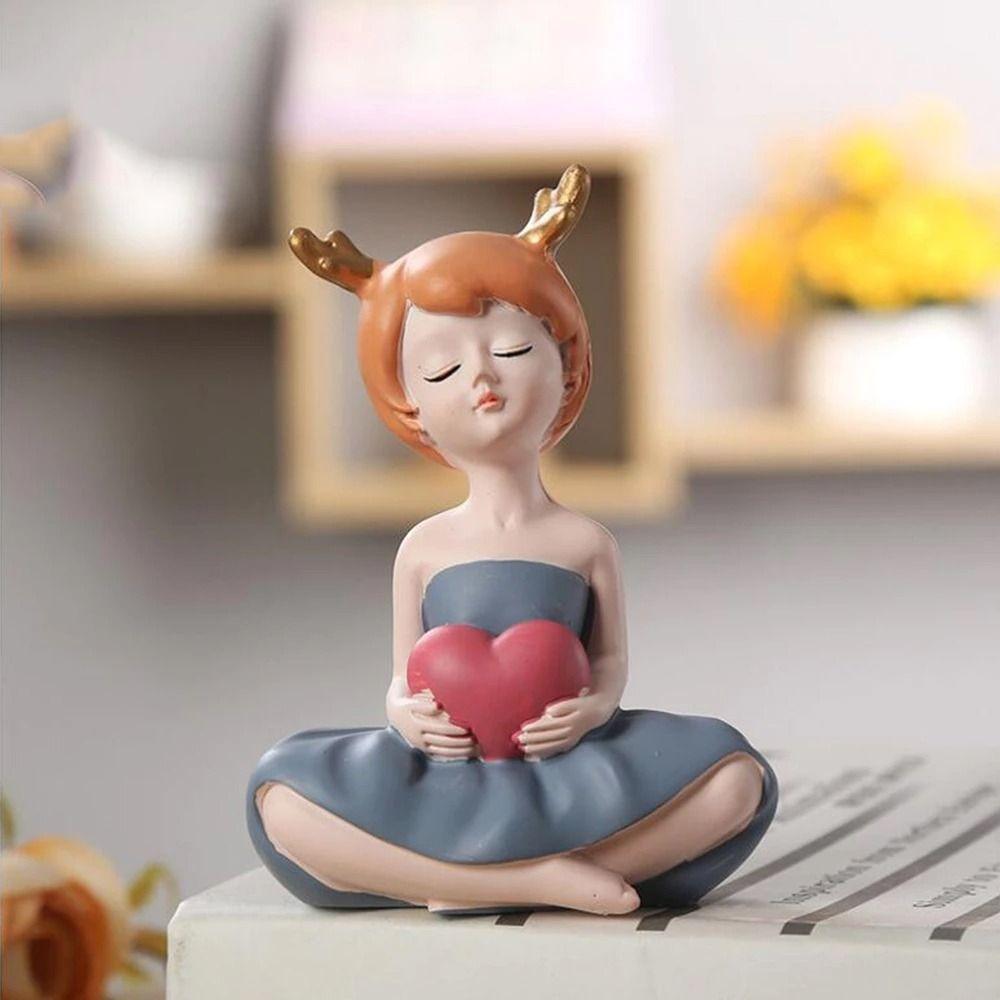 Cute People Sculpture Creative Miniatures Figurine Crafts Little Girl Statue Cabinet