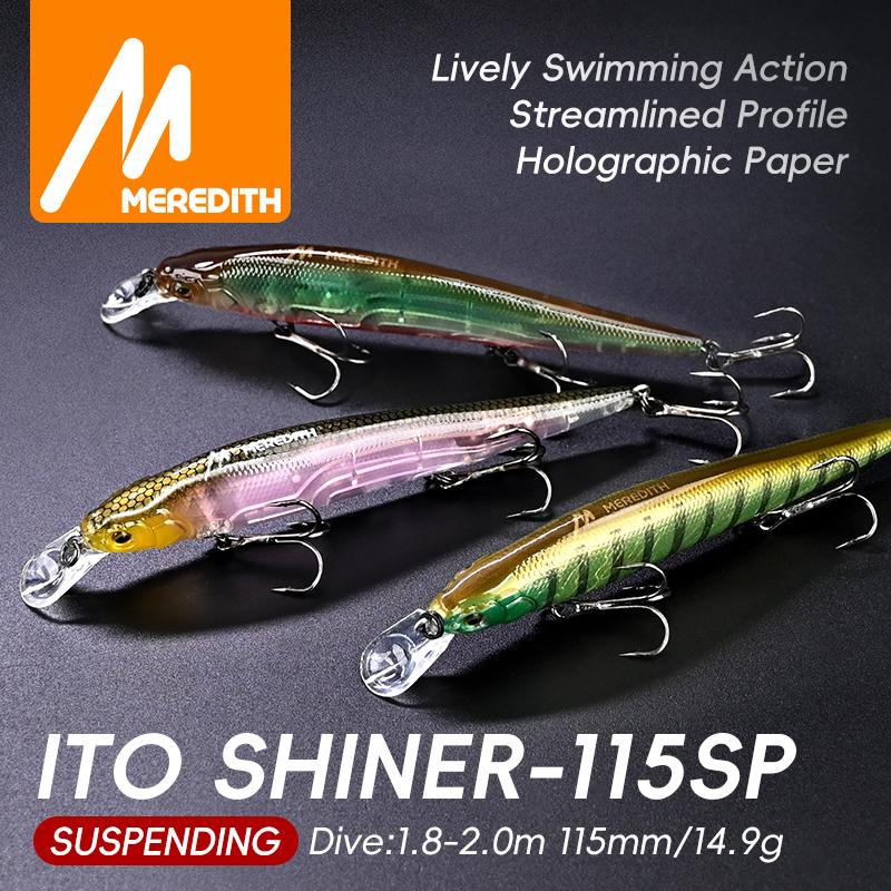 MEREDITH ITO Suspending Minnow 115mm 14.9g 1.8-2m Depth Treble Hooks Pike Bass ITO