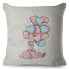 I Love You Pillowcase Decor Pink Balloon Pillow Case for Sofa Home Kid Room Cute Cartoon Girl Print Polyester Cushion Cover