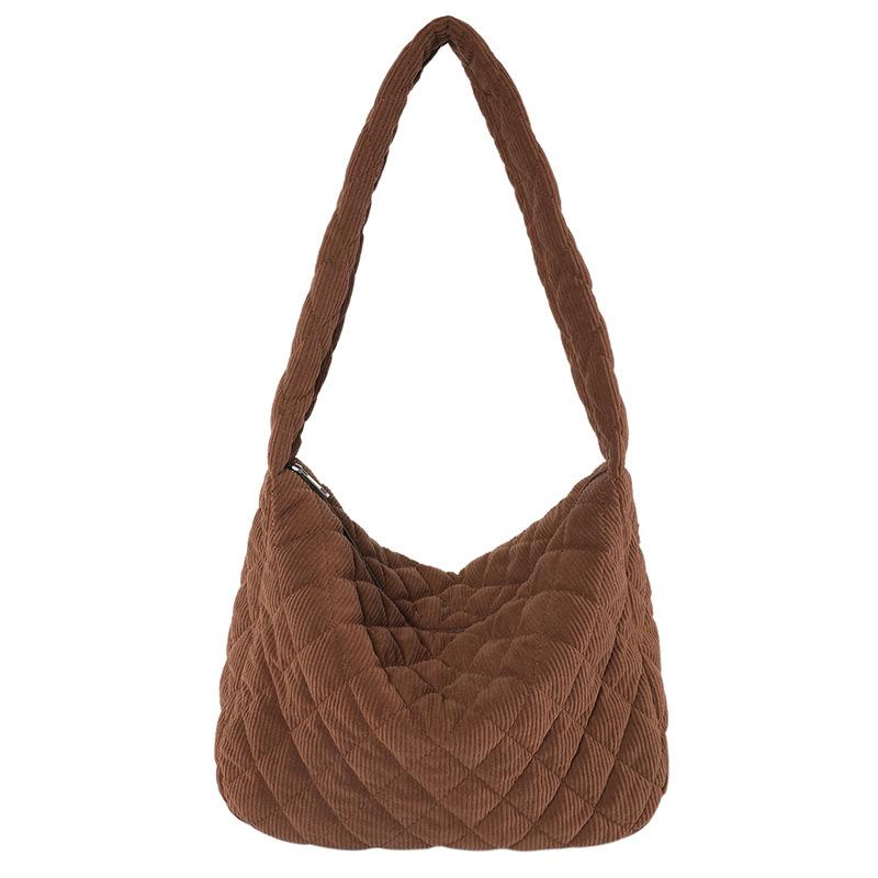 

Модная ромбовидная сумка-мессенджер, простая однотонная осенне-зимняя хлопковая сумка через плечо, трендовая повседневная студенческая сумка-тоут, женская сумка one size fits all коричневый