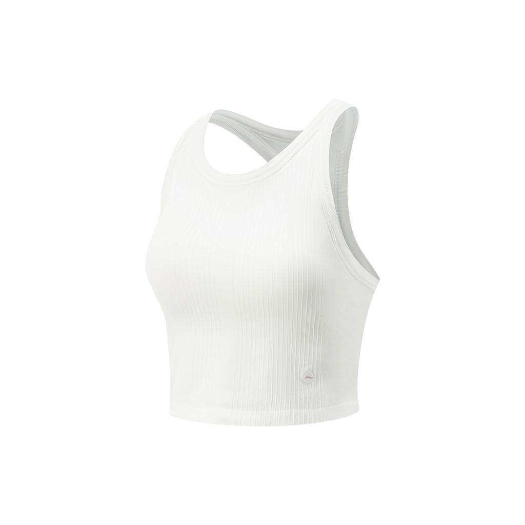 Li-Ning Fitness Series Sleeveless Compression Yoga Sports Tank Women Tops Off-White AUDV020-4