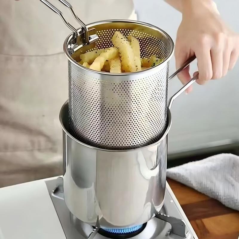 304 stainless steel multifunctional small fryer, deep fryer, oil filter, household induction cooker, mini fuel-efficient