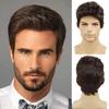 Synthetic Wigs for Men Short Brown Buddy Guys Short Dark Layered Hair Replacement Wigs Cosplay Halloween Costume Party