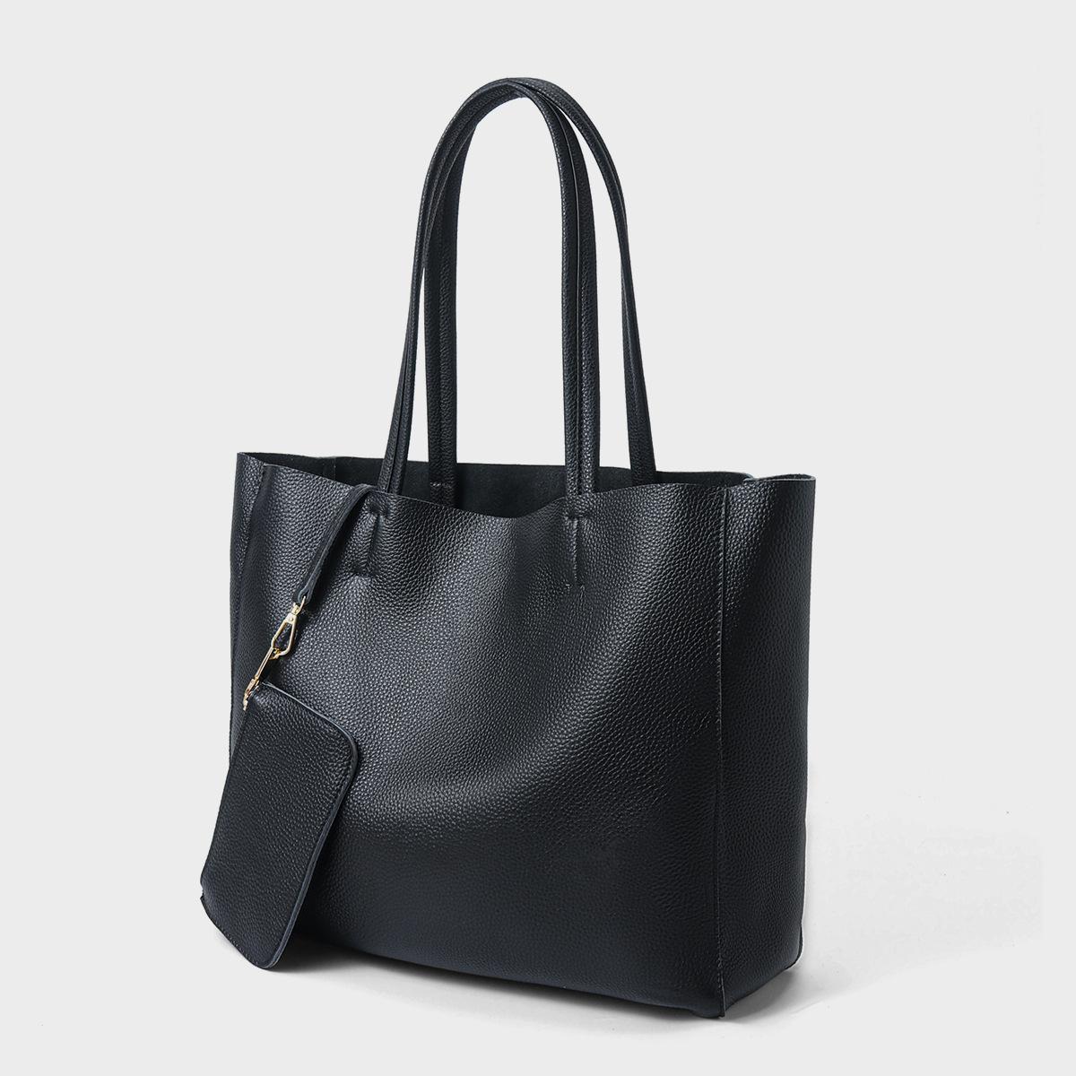 

New Shoulder Bag with Large Toe Cover Layer, Cowhide Handbag, Simple Leather, Large Capacity Commuting Tote Bag