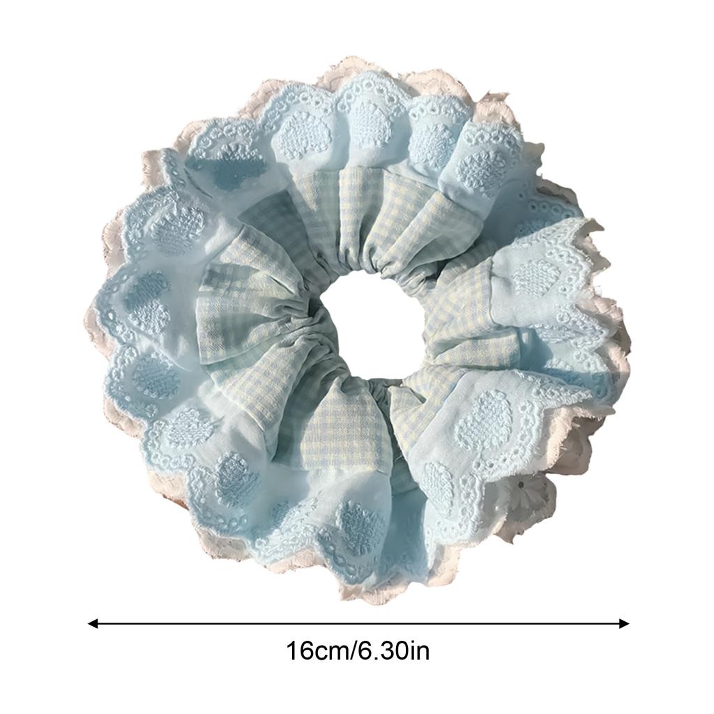 Sweet Lace Headband For Girls Light Blue Gentle Pleated Lace Hair Hoop Ponytail Maruko Hair Ring Large Intestine Hair Ring